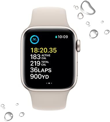 Apple Watch SE [GPS 40 ממ] שעון חכם עם מארז אלומיניום של Starlight & Starlight Sport Band - S/M. גשש כושר ושינה,